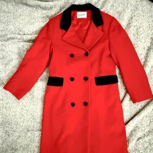 Rothschild Girls Red Wool Coat with Black Accents